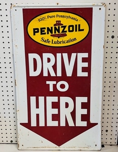 lot 11 image: Vintage Pennzoil Metal Advertising Sign