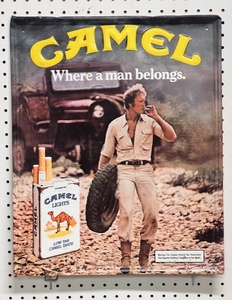lot 8 image: Vintage 1982 Metal Camel Lights Cigarette Advertising Sign