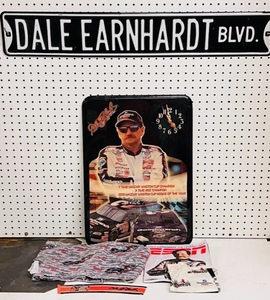 lot 22 image: Dale Earnhardt Memorabilia- Including Street Sign, Clock, &amp 4 Other Items