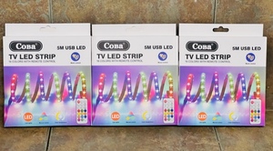 lot 46 image: 3 Coba 5M LED TV Light Strips W16 Colors &amp Remote - 3x MONEY