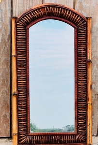 lot 55 image: Bentwood Style Vintage Bamboo Framed Mirror