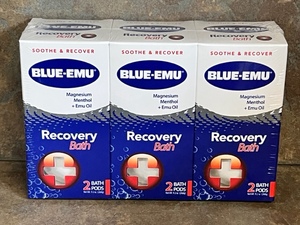 lot 56 image: Three Pack of Blue-Emu Recovery Bath Pods for Sore Muscles and Joints W Magnesium, Peppermint Oil, &amp Emu Oil