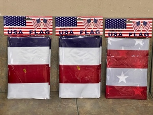 lot 60 image: Three 3ft x 5ft American Flags - 3x Money