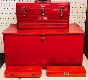 lot 85 image: Locking Tool Chest, Vintage Craftsman Tool Box, &amp Two Smaller Tool Boxes