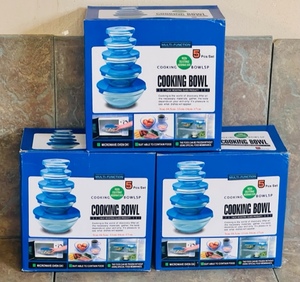 lot 116 image: Five Piece Clear Glass Cooking Bowl Set - 3x Money