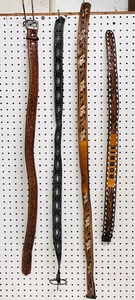 lot 132 image: Four (4) Vintage Hand-Tooled Leather Belts