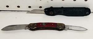 lot 130 image: Vintage Stanley 10-049 Pocket Utility Knife &amp Hand Crafted German Stainless Whitetail Cutlery Pocket Knife