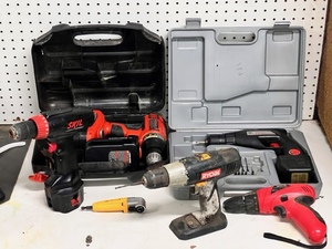 lot 142 image: Black &amp Decker, Skil, Ryobi, Hitachi , &amp Master Works Cordless Drills W DeWalt Attachment&nbsp
