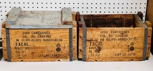 lot 145 image: Two Ammunition Boxes for .30 Caliber Carbine in 10 Round Clips Bandoleers