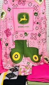 lot 157 image: Kids Blankets and Material - Including Two Pink John Deer Blankets