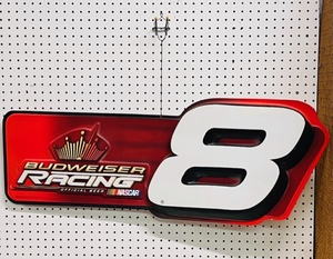 lot 154 image: Budweiser Racing #8 Double-Sided Hanging Sign
