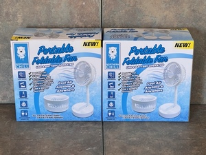 lot 183 image: Two (2) New Northern Chill Portable Folding USB &amp Battery Operated Fans