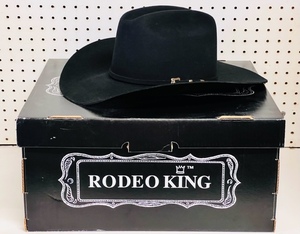 lot 195 image: Rodeo King Black 7X Beaver Felt Cowboy Hat - Size 7 58