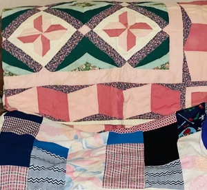 lot 223 image: Two (2) Handmade Vintage Patchwork Quilts