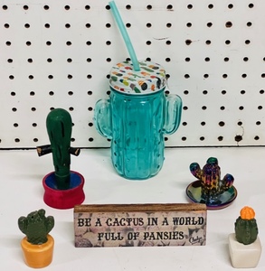 lot 237 image: Cactus Collection - Including Vintage Cactus Salt and Pepper Shakers &amp One of My Favorite Signs Ever