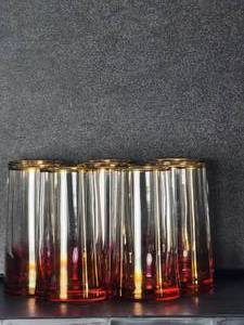 lot 78 image: 6 Mid-Centry Ombre Cranberry Drinking Glasses