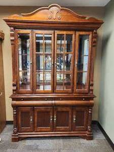 lot 1 image: 2-piece China Cabinet and Hutch with Felt Drawers