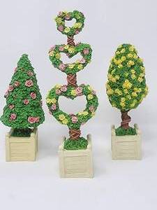 lot 15 image: Dept 56 Lot, Includes This listing is for a Department 56 Heart Shaped Topiary Flowering Tree With Yellow and Pink Roses. stands 9 inches Easter Spring Collection Yellow & Pink Roses Floral Tree Topiary 7inches tall.