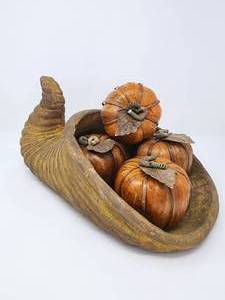 lot 7 image: Festive Clay Cornucopia Centerpiece