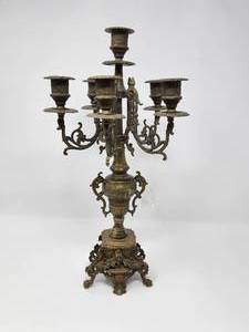 lot 28 image: 5-armed Louis XV style candelabra with griffins