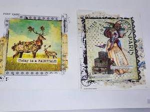 lot 33 image: 2 Vintage Posted Stamp Vinyls Transfers