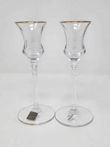 lot 55 image: 1980s Mikasa Crystal with Gold Rim Stemmed Candle Holder
