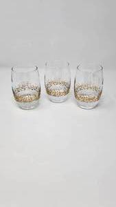 lot 80 image: 3 Baileys Irish Cream Designed Glass Tumbler Handblown Collectible 24k Confetti Decorative