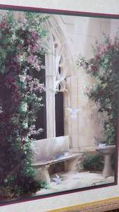 lot 94 image: Birkenstock Matted, Motif Framed, Doves Courtyard Print, Vintage 31x25.5 Home Interiors Gifts