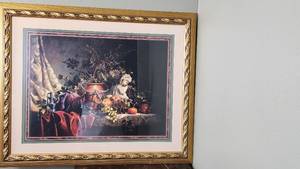lot 96 image: Beautiful Motif Framed Homco Home Interior 32x26 Vintage Print