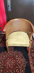 lot 152 image: 30 X 26.5 Carved Caned Barrel Back Chair