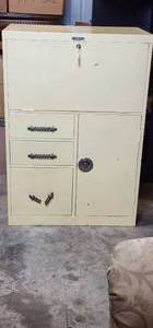 lot 154 image: 43 x 29Locking Metal Filling Cabinet with Safe, Have Key and Combination for Locks