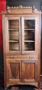 lot 149 image: 6 x 35 x17.5 Antique China Cabinet with Glass Doors, Top Crown Detaches