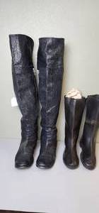 lot 187 image: Women Knee High Boots (well worn) Waterproof Rubber Shoe Covers