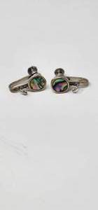lot 207 image: Abalone Shell Inlay Sterling Silver Twist on Earings