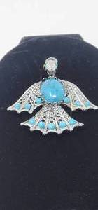 lot 214 image: 3 Tall Turquois Style Bird Pendant