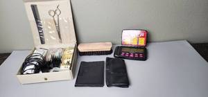 lot 253 image: Vintage Hair Clipper Set, Shoeshine Bursh, Leather Wallets, and Electronic Poker Game