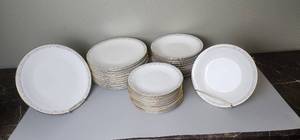 lot 144 image: Bavaria Tirschenreuth Germany China 2508 Dark Gray Scroll Border, Gold Verge 36 Pieces (BID IS TIMES THE QUANTITY)