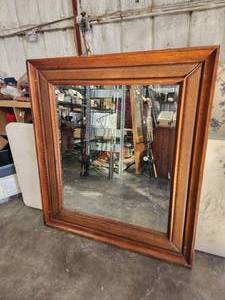 lot 218 image: Large wood framed mirror -  42 x 47