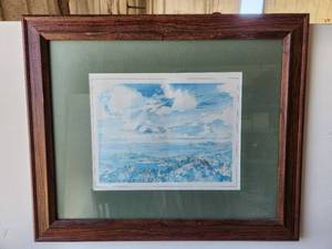 lot 20 image: Framed and matted watercolor artwork -  19 x 23