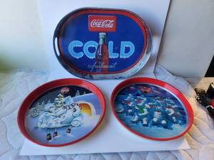 lot 105 image: Selection of 3 Coca Cola metal trays
