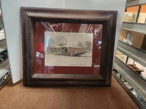 lot 158 image: Framed and matted Herrs Mill Bridge print -
