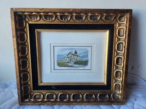 lot 159 image: Framed and matted Light housewatercolor wah over signed print - signed by artist - 13 x 15