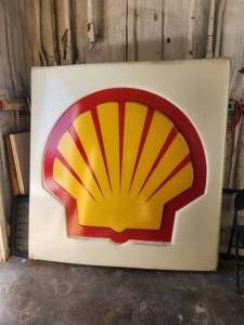 lot 2 image: Large Shell gas station sign - plastic -  72 x 72 -