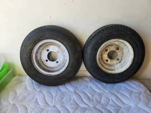 lot 198 image: Selection of 2 - 4.80 x 8 trailer tires