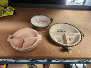 lot 209 image: Selection of 3 vintage baby food warmer plates