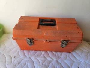 lot 202 image: Orange plastic toolbox