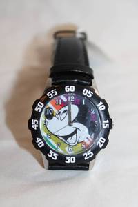 lot 51 image: Disney eWatch Factory Mickey Mouse watch. Model P-234-2657-4 15320 Black leather band
