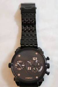 lot 56 image: Drone Watch. Model DRN-105E Black metal link flexible band. Textured black diamond plate face