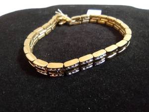 lot 102 image: Citizen gold plated and crystal bracelet. Marked Citizen. Fold over clasp. 7.5L