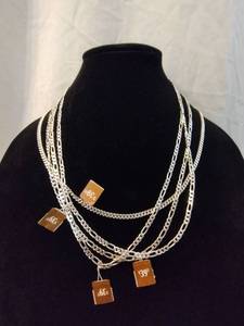 lot 109 image: (4) Sterling Silver plated necklaces . All marked SP 925. 22L